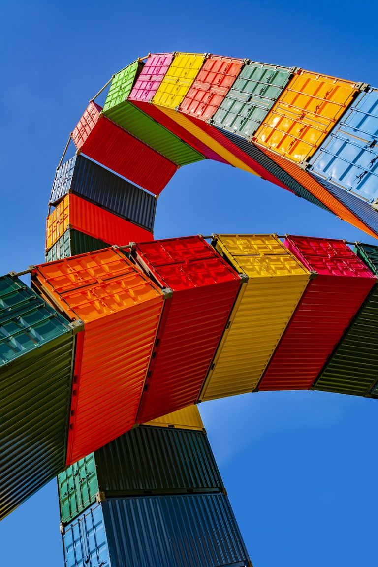 iso, nature, container, transport, haulage, load, summer, industrial, sea, sky, trade, colors, export, freight, nautical, ship, port, cargo, loading, storage, shipment, import, garish, delivery